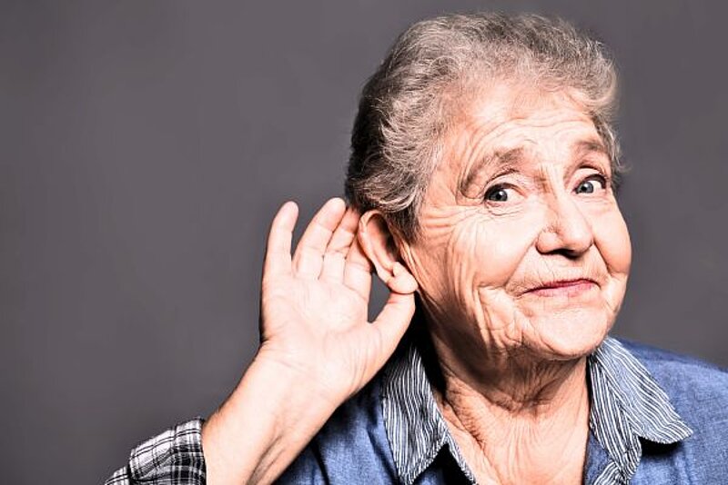Woman with hearing problems